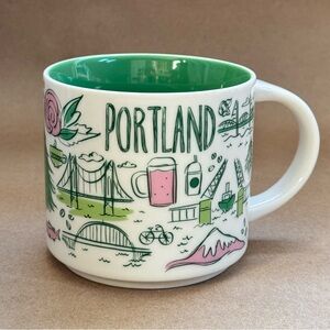 Starbucks 2020 Portland Been There Series Green and Pink Coffee Mug. 14 fl oz